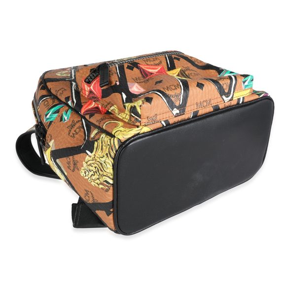 MCM Cognac Visetos & Rombi Lion Motif Small Stark Backpack - Picture 5 of 7